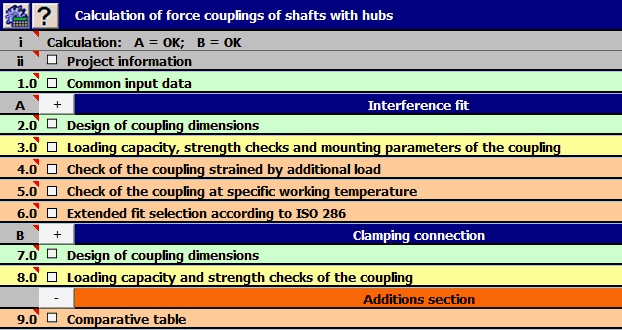 Force Couplings of Shafts with Hubs