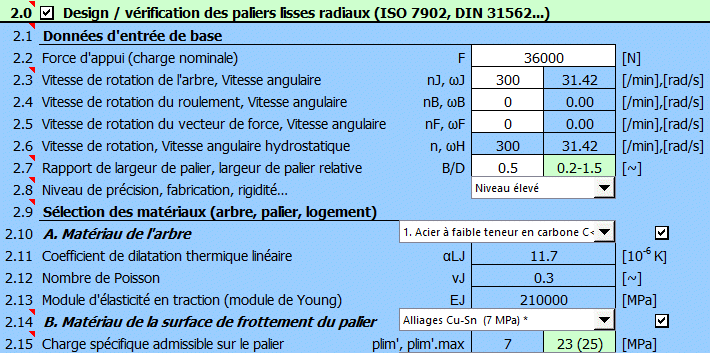 Paliers lisses hydrodynamiques radiaux