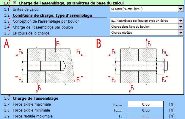 Assemblage par boulon précontraint - paramètres de base du calcul