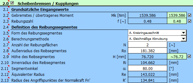 Scheibenbremse - Berechnung