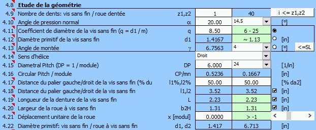 Engrenage à vis sans fin - Etude de la géométrie