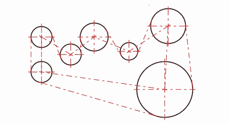 Dimensionnement des transmissions à courroies/chaînes avec plusieurs roues de pignon - 2D dessins Dimensionnement des transmissions à courroies/chaînes avec plusieurs roues de pignon - 2D dessins