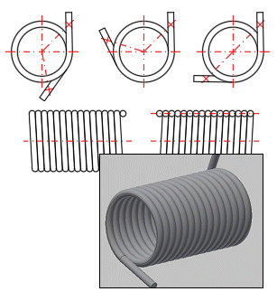 Spiral Cylindrical Torsion Springs - 2D and 3D Model Spiral Cylindrical Torsion Springs - 2D and 3D Model